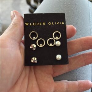 Silver and Pearl Earring Set